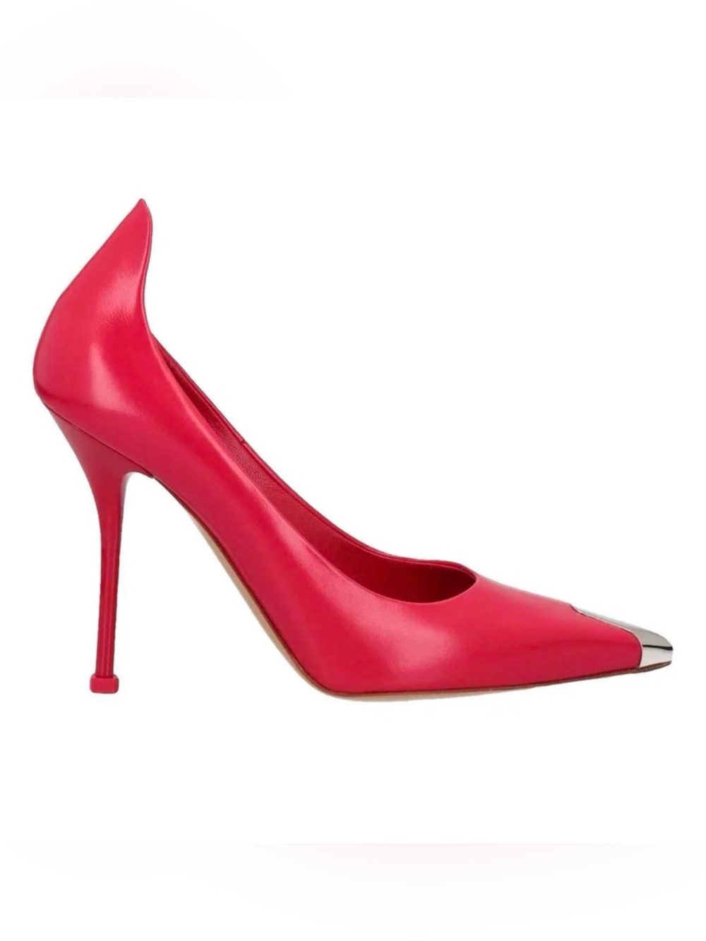 Alexander McQueen Hot Pink Pointed Toe Stiletto Pump with Silver Cap